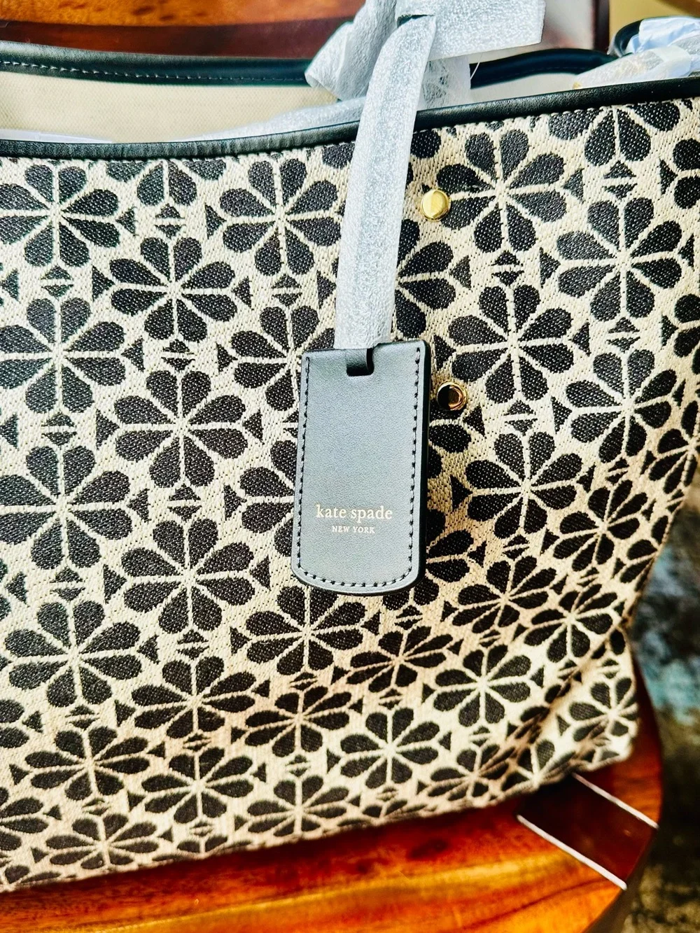 kate spade Sand Multi Spade Flower Jacquard Large Everything Tote w/ Wristlet